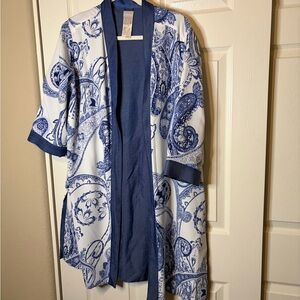 Chico's Blue and White Paisley Kimono Size 2/Large Petite NWT